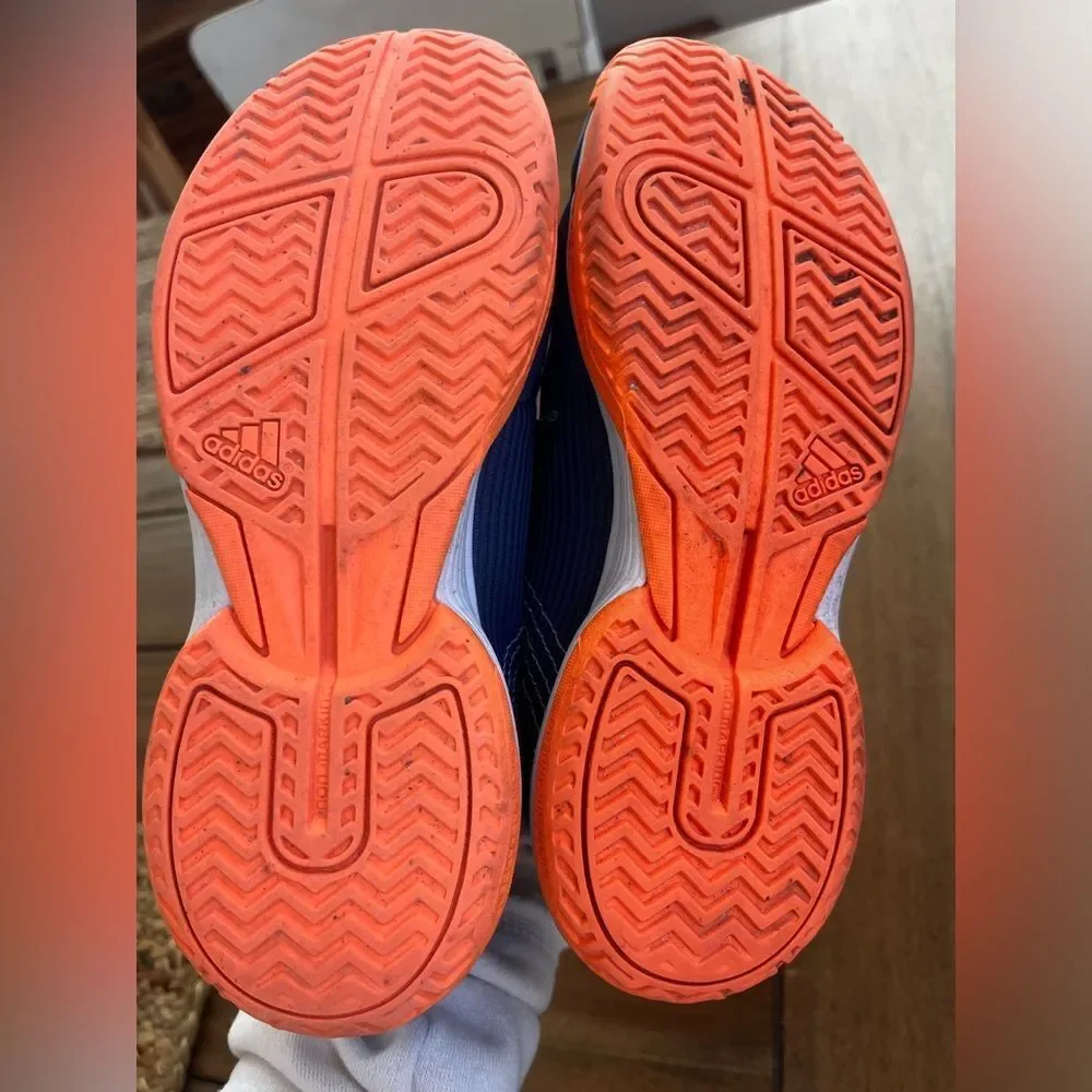 Adidas Kids' Blue and Orange Sneakers; Size 3.5 but fits women’s Size 5 too!